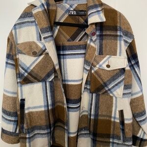 Zara Plaid Wool Coat